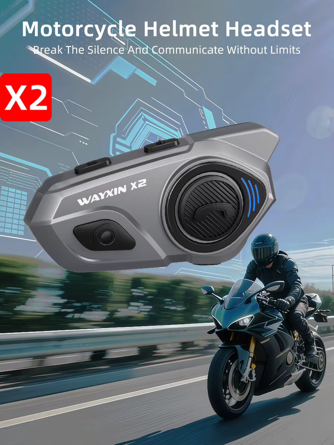 WAYXIN X2 Motorradhelm-Headset Bluetooth Intercom für bis zu 4 Fahrer, BT5.4 Interphone, wasserdicht - Bild 5