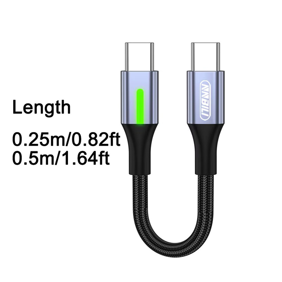 NNBILI USB-C zu USB-C Datenkabel mit kurzem Ellenbogen-Design in Schwarz für schnelles Aufladen von iPhone 16, 15, Xiaomi, Samsung und Huawei - Bild 7