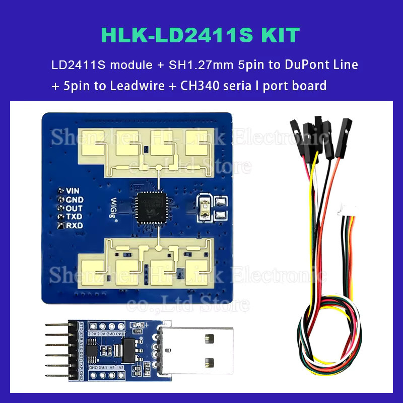 Hi-Link HLK-LD2411S Millimeterwellen-Radar-Sensor Modul zur Erkennung menschlicher Präsenz in Blau - Bild 3