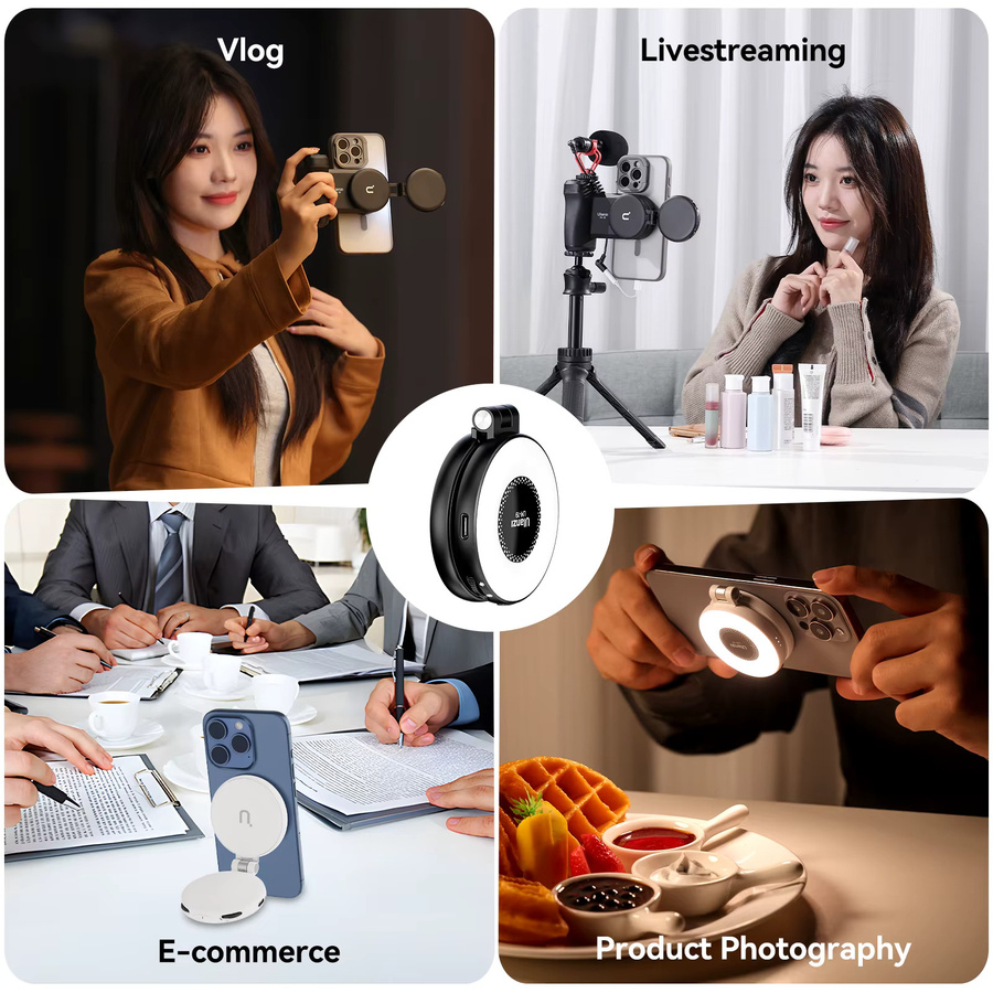Ulanzi LM19 Handy-Selfie-Licht in Schwarz, magnetische Mini-Ringlampe mit zweifarbigem LED-Taschenlicht für iPhone 16, 15 und Apple 14, 13 Pro - Bild 6