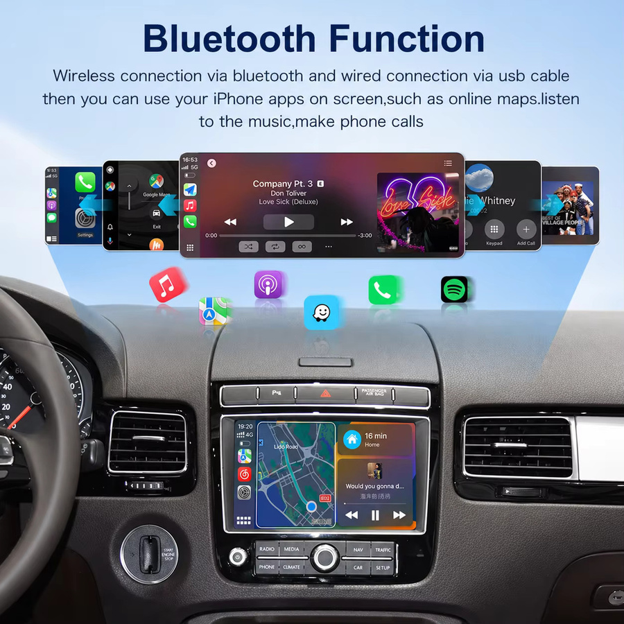 AUTOABC Kabelloses CarPlay und Android Auto Interface für Volkswagen Touareg RNS850 (2010-2018) mit GPS, Bluetooth und Mirror Link sowie Sprachsteuerung - Bild 2