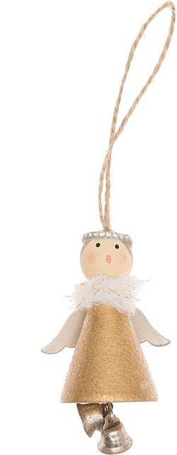Rico Design Holzhänger Engel mit Glöckchen in Gold für Weihnachten und Advent, Höhe: 8 cm - Bild 1