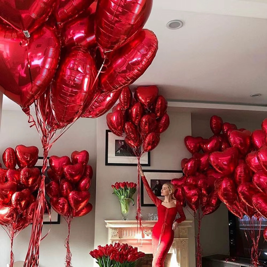 50 Stück rote Herz-Luftballons in Herzform für Geburtstag, Hochzeit, Weihnachten und Party-Dekoration - Bild 4