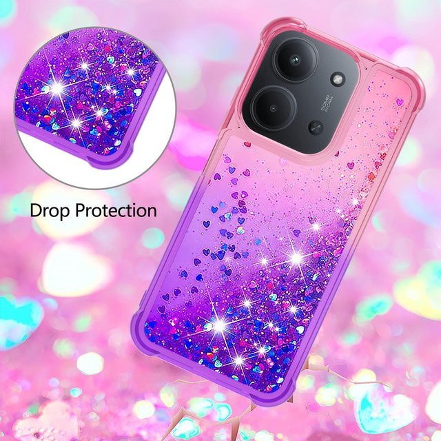 Glitzer Pailletten Handyhülle für Xiaomi Redmi 15, Redmi 15C 4G/5G und Poco C85 in Multicolour und Pink mit dynamischem Farbverlauf, stoßfeste Rückabdeckung - Bild 1