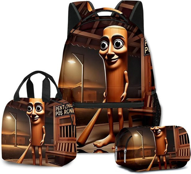 Fancy Style Studio 3er-Set für Schüler mit 3D-Druck-Design bestehend aus Rucksack, Notizbuch und Federmäppchen in Multicolour - Bild 1