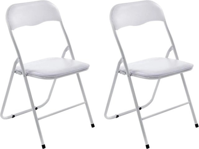 DELUKE PARIS 2er Set Klappstühle aus Kunststoff und Metall in Weiß für Küche und Garten B/T/H: 45 x 45 x 78 cm - Bild 1