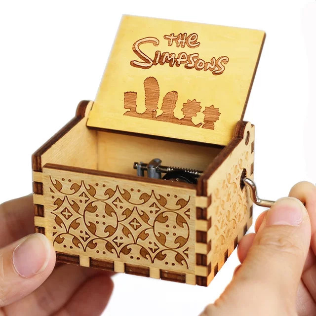 Bandai Simpsons Spieluhr aus Holz im antiken Design mit Handkurbel - Bild 1