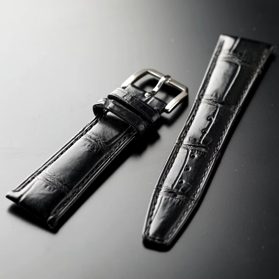 Raystray Uhrenarmband Krokodilleder, Schwarz, Herren - Bild 2