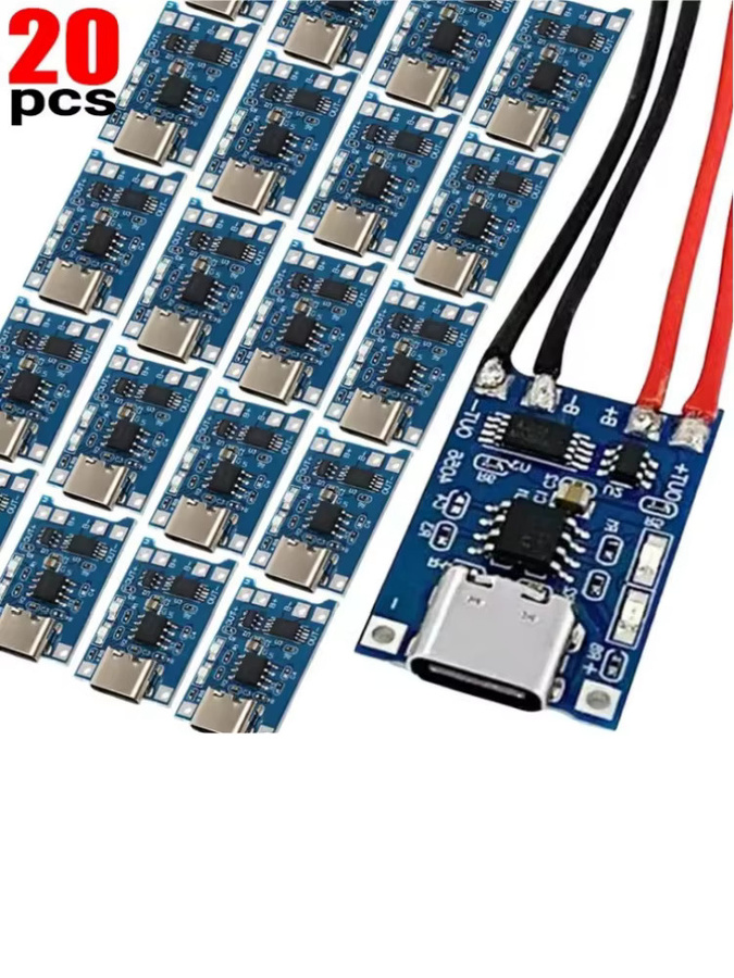 TP4056 Lithium-Akku-Lademodul mit Schutzfunktion für 18650 Li-Ion Akkus, Typ-C und Micro-USB, Blau - Bild 6