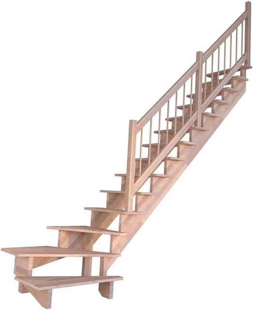 StarWood Treppe Lindos Pro Gewendelt aus Buche in Braun, B/T/H: 80 x 280 x 13 cm - Bild 1