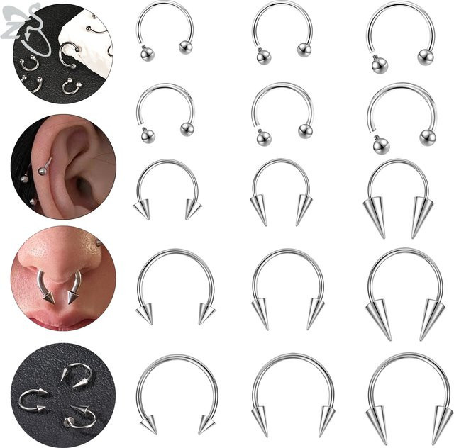 ZS Nasenring Spike, Edelstahl, Silber, Unisex - Bild 1