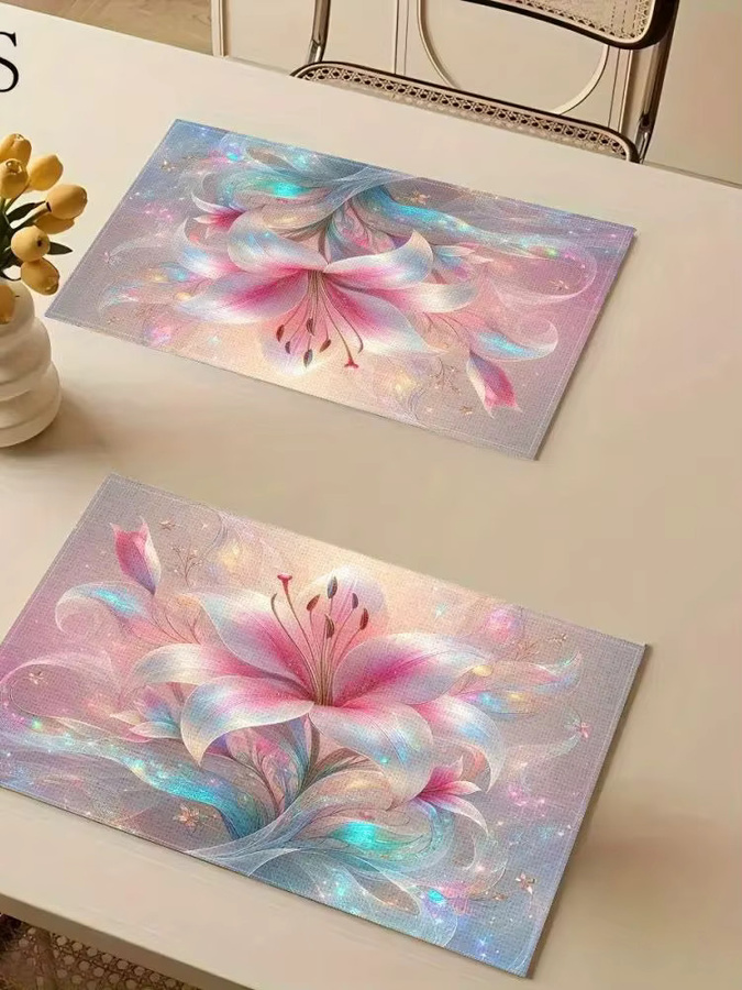 VIKAMA 4-teiliges Tischset-Set mit Blumendruck in Multicolour - Bild 4