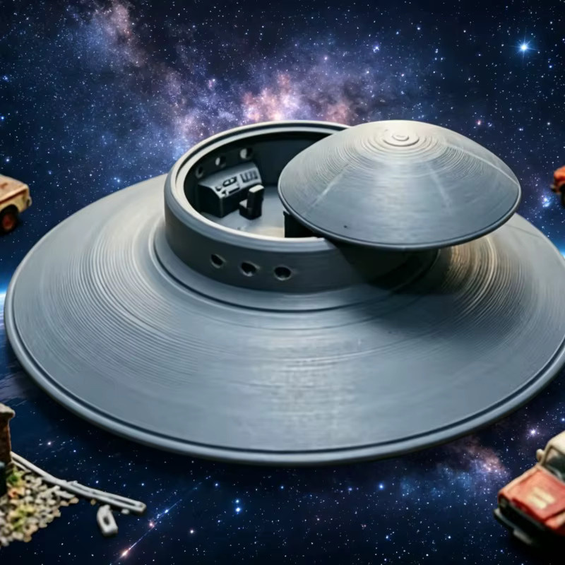 KASTIZA UFO-Flugscheiben-3D-Druck-Sammlermodell, Weltraum, Grau, Kunststoff - Bild 4