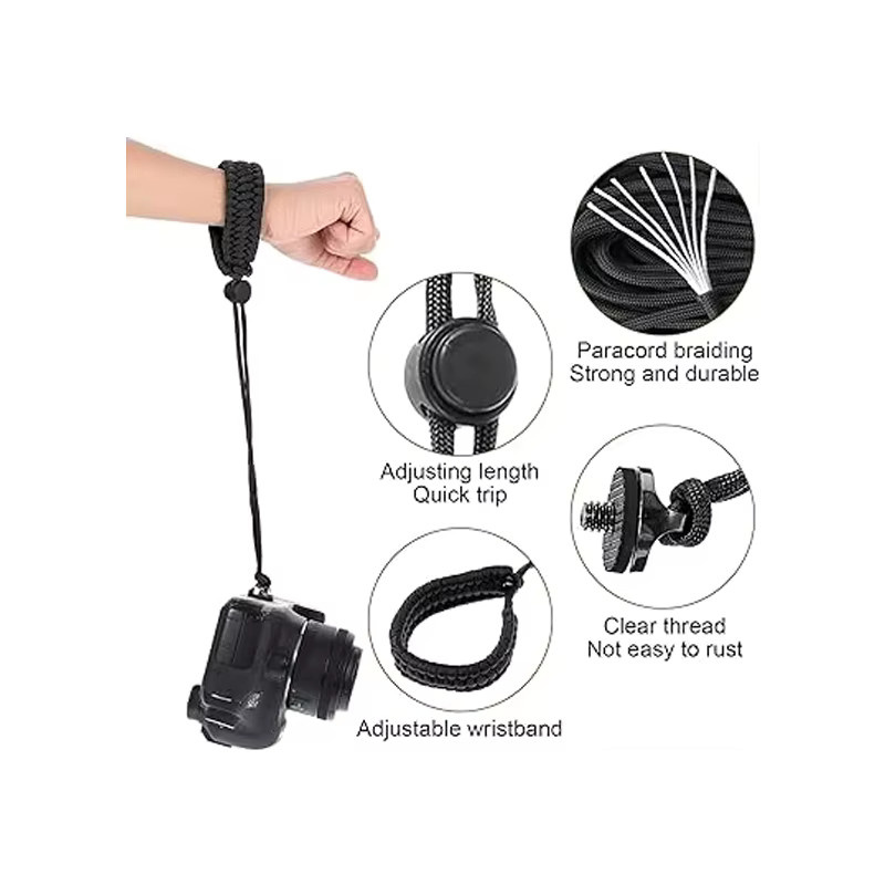 TECTINTER Handgelenkschlaufe mit 1/4 Zoll Schraube in Schwarz für Insta360 Luna Ultra X5, GoPro Hero 13 und DJI OSMO 360 Action-Kameras als Anti-Verlust-Zubehör - Bild 3