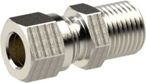 Riegler Gerade Einschraubverschraubung R 1/8 a. mit Rohr-Außendurchmesser 8 mm aus Messing in Silber - Bild 1