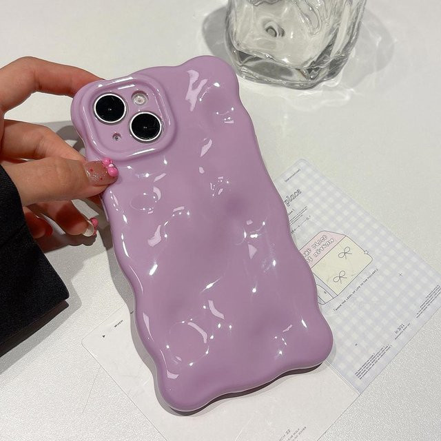 YULIN Silikon Handyhülle Candy Cloud mit Wellenmuster für iPhone 11 bis iPhone 16 Pro Max, Stoßfest, Farbe: Purple - Bild 1