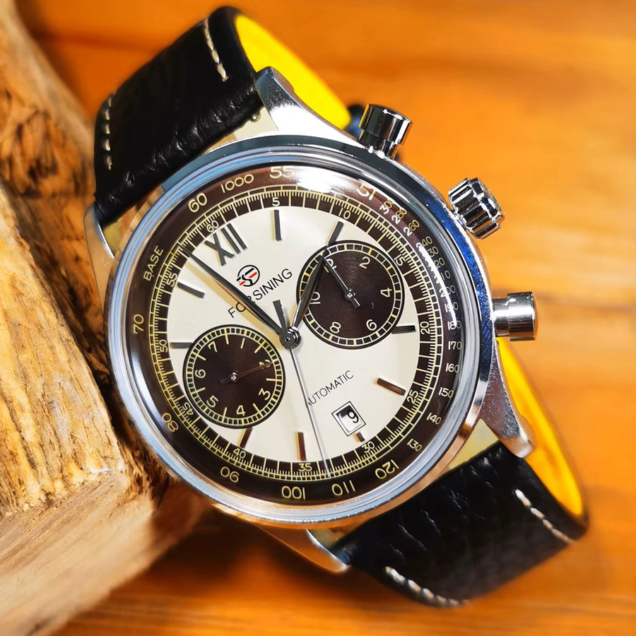 Forsining Armbanduhr, Automatik, Leder, Herren, Weiß, Bicolor - Bild 2