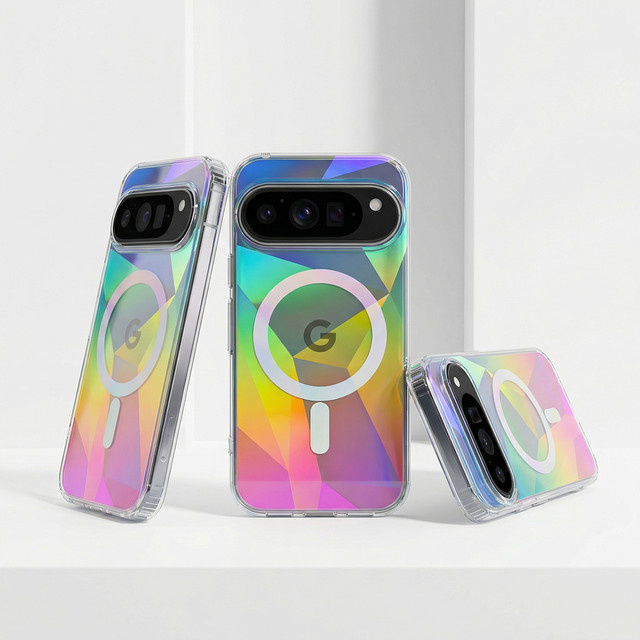 Transparente Schutzhülle mit Regenbogen-Magnet-Rückseite für Google Pixel 9 Pro und 9 Pro XL in Multicolour - Bild 1