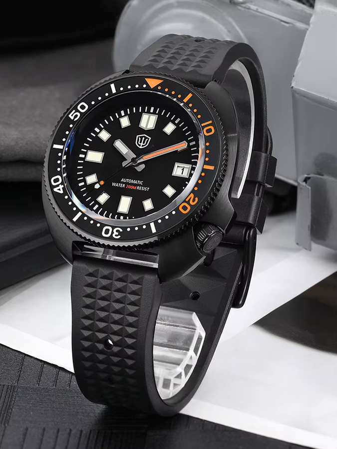 Watchdives Taucheruhr, Edelstahl, Automatik, Schwarz, Unisex - Bild 7