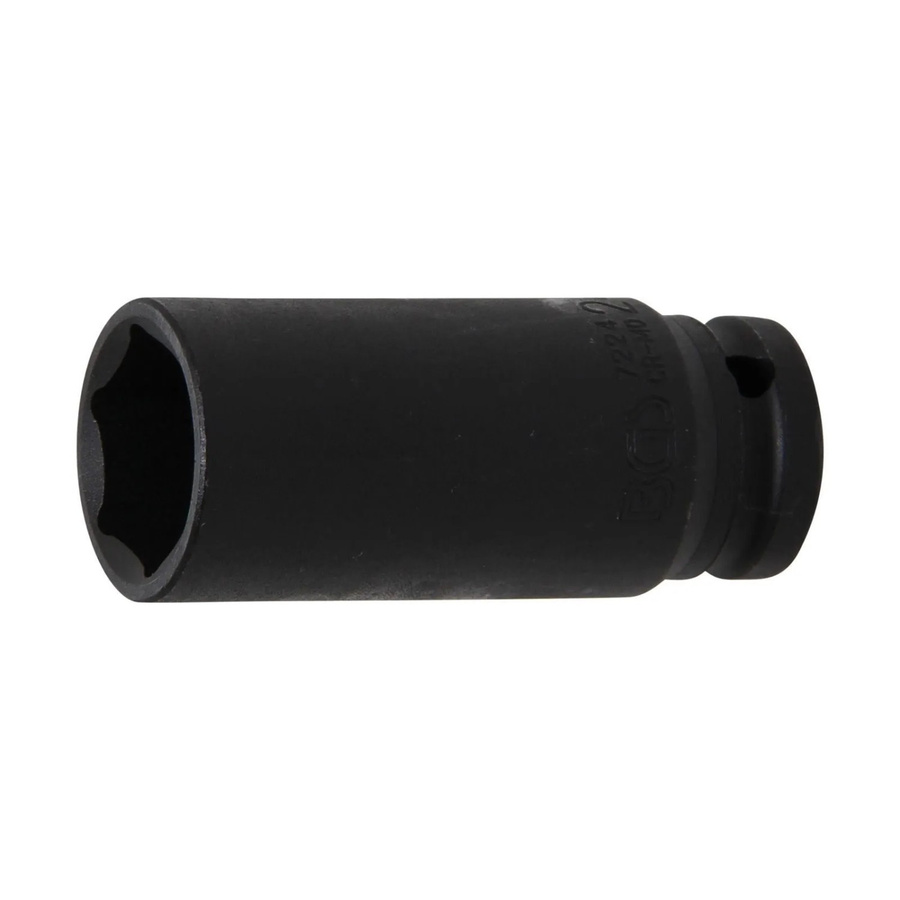 BGS Kraft-Steckschlüssel-Einsatz Sechskant tief 7224, Antrieb Innenvierkant 12,5 mm (1/2 Zoll), Schlüsselweite 24 mm, schwarz - Bild 2