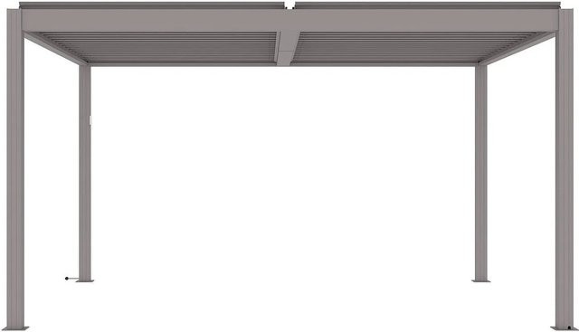 Vente-unique Bioklimatische Pergola Amadora aus Aluminium, elektrisch, Taupe, Breite: 395 cm - Bild 1
