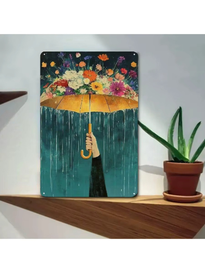 Vintage Floral Metall Blechschild CIFBUY Retro Wandschild Botanisches Design Mehrfarbig B: 20,32 cm, H: 30,48 cm - Bild 7