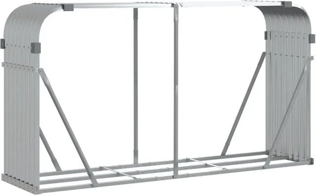 vidaXL Kaminholzunterstand aus verzinktem Stahl in Silber, B/T/H: 180 x 45 x 100 cm - Bild 1