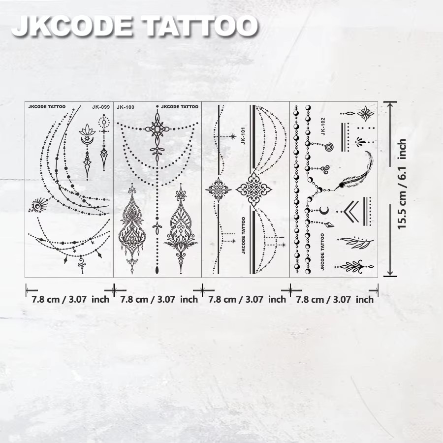 JKCODE TATTOO Hand- und Fuß-Tattoo-Aufkleber, Unisex - Bild 4