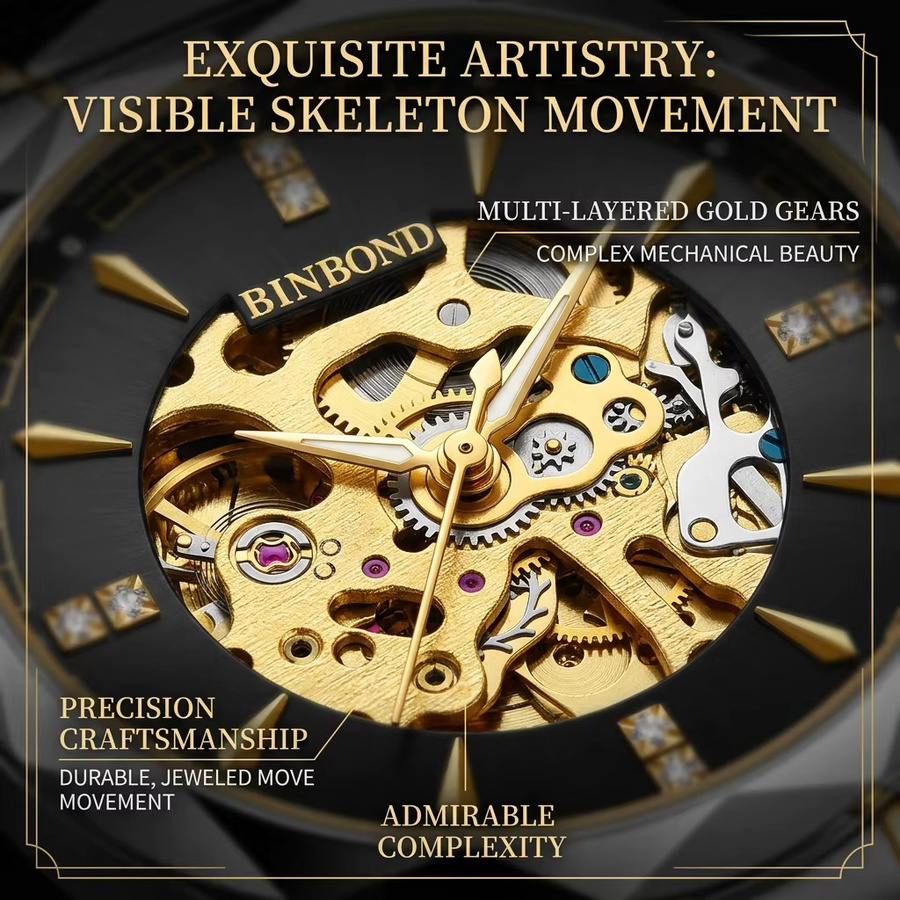 BINBOND Armbanduhr, Automatik, Edelstahl, Bicolor, Gold, Herren - Bild 2