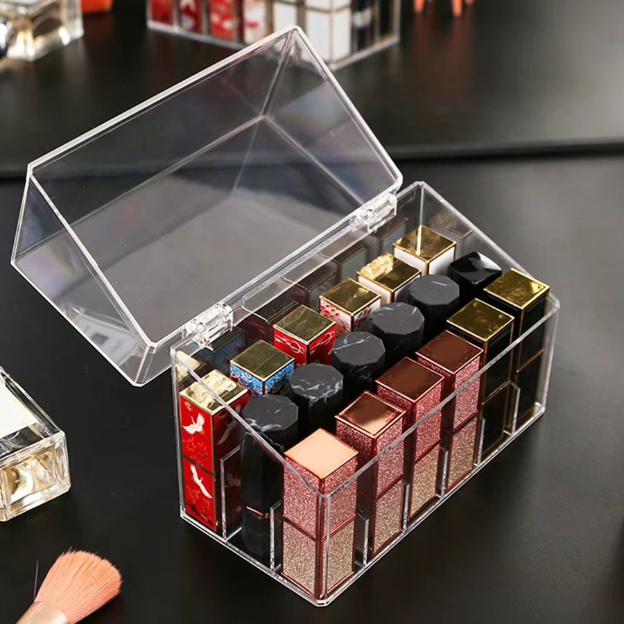 LEENKEA Make-up Organizer aus Acryl, Lippenstift Display-Ständer und Schmuckbox, transparent, Breite: 17,6 cm, Tiefe: 13,2 cm - Bild 2