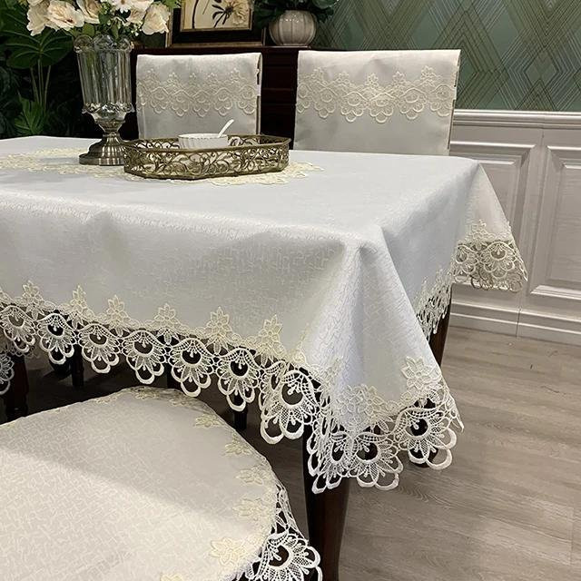 Julliette Traum Tischdecke Rechteck mit floraler Spitze in Weiß, B/T: 180 x 120 cm - Bild 1