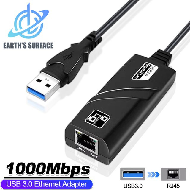OUIO USB 3.0 auf RJ45 Ethernet LAN Netzwerkadapter 10/100/1000 Mbit/s in Schwarz für PC, MacBook und Windows Laptop - Bild 1