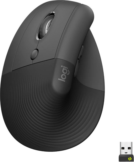 Logitech Lift Vertikale ergonomische Maus für Linkshänder in Graphit und Schwarz mit Bluetooth und USB-Empfänger - Bild 1