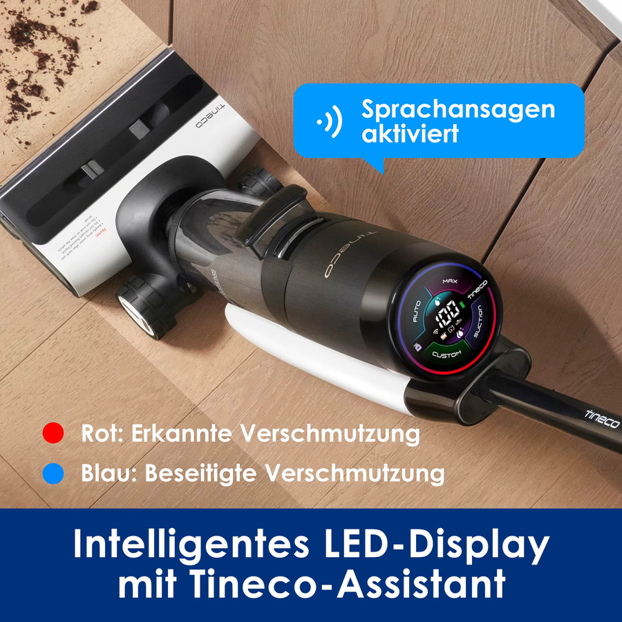Tineco Floor ONE S7 PRO Kabelloser Nass-Trocken-Saugwischer in Weiß mit LED-Display zur Entfernung von Tierhaaren und klebrigen Verschmutzungen - Bild 5