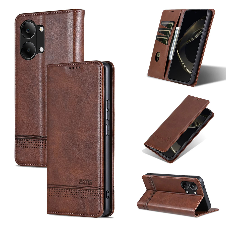 EUCAGR Luxus Brieftasche und Handyhülle aus PU-Leder für Xiaomi POCO X8 Pro Max mit Kabelschlaufenhalter in Pink oder Braun - Bild 3