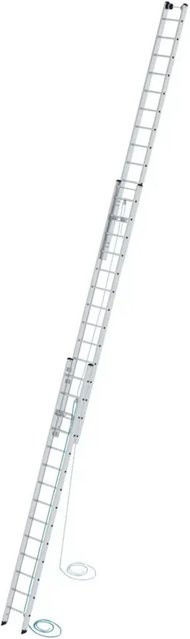 MUNK Aluminium-Seilzugleiter 3-teilig, Farbe Silber, 3 x 14 Sprossen - Bild 1