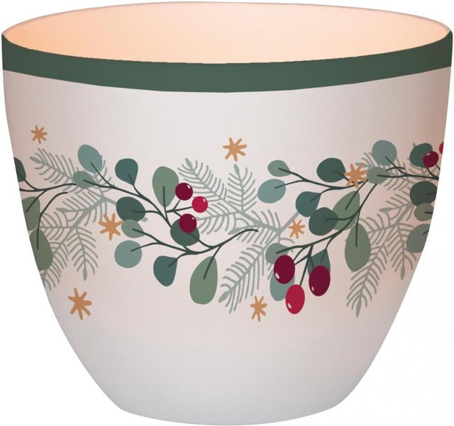 Butzon und Bercker Windlicht aus Porzellan in Weiß mit floralem Design für Tealight und Stumpenkerzen - Bild 1