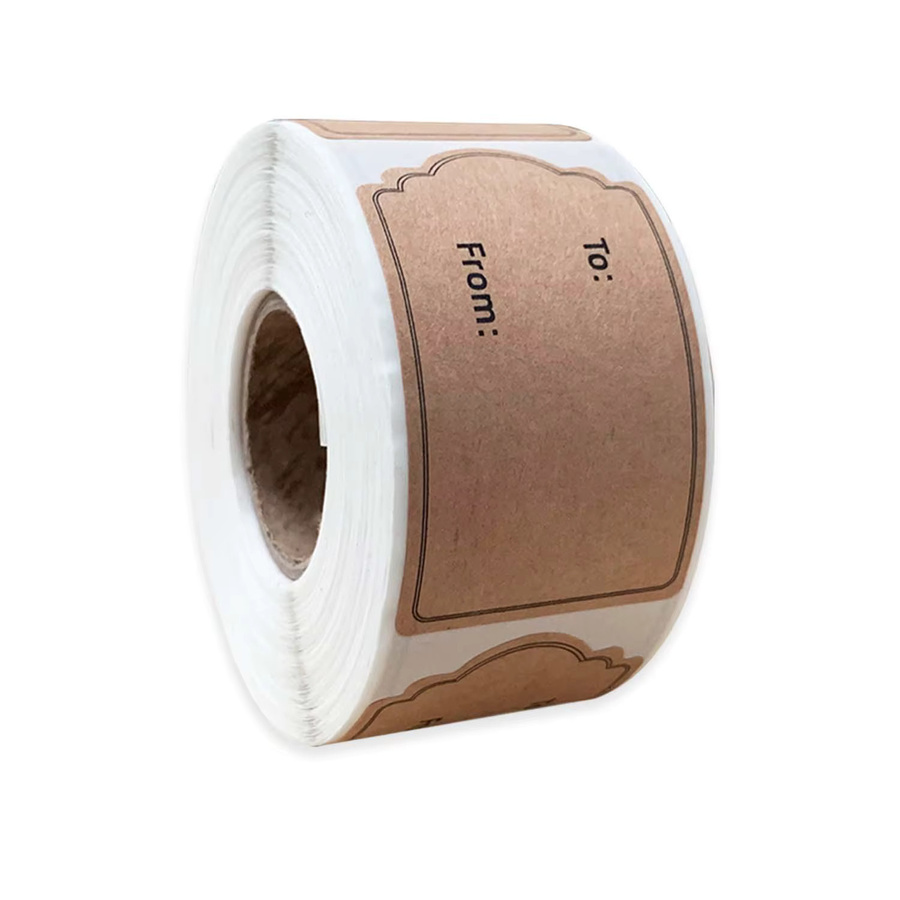 300 Stück selbstklebende Geschenkanhänger aus braunem Kraftpapier, Etiketten für Weihnachtsdekoration und Geschenke, B/H: 3,05 x 5,08 cm - Bild 3