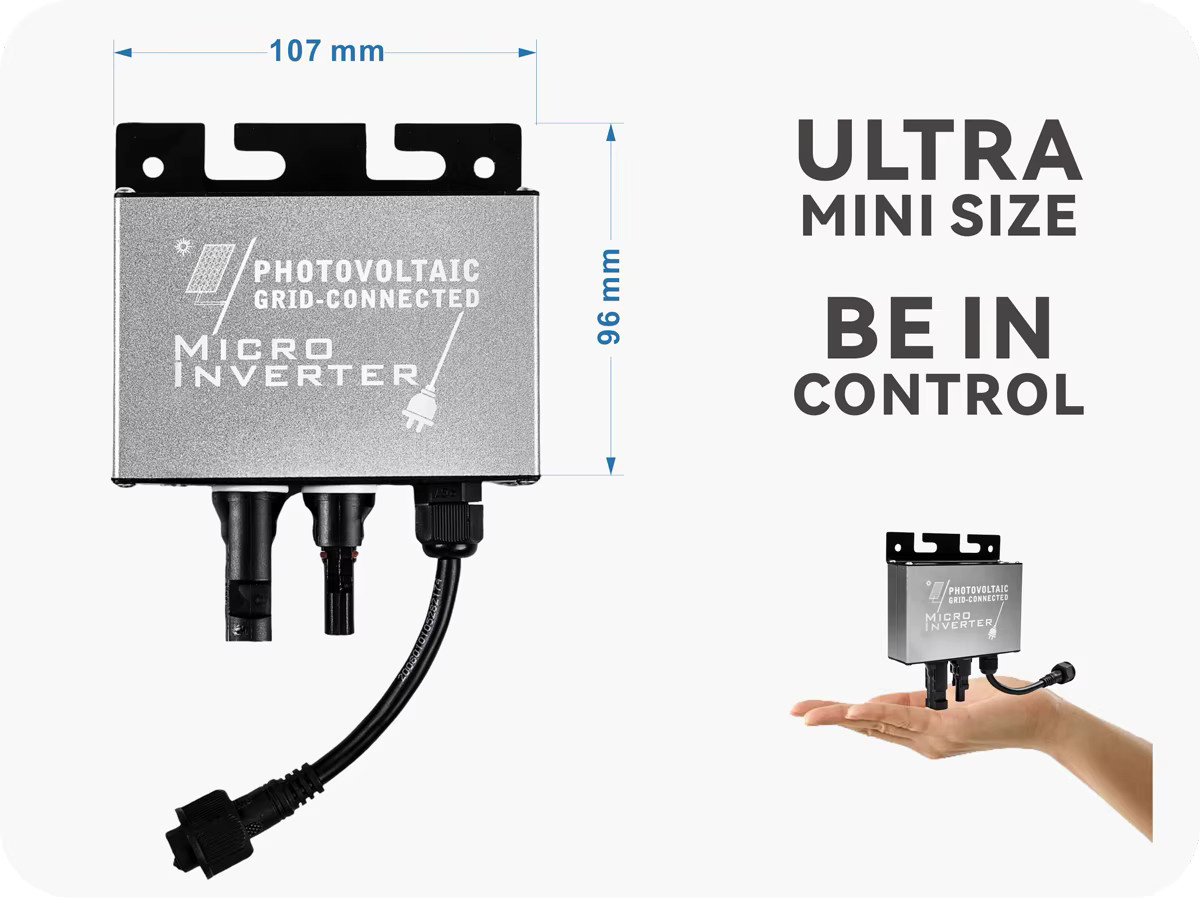 ROEXBY MPPT Micro Grid-Tie Inverter für Balkon Solar Systeme, DC 12-30 V PV / 12-24 V Batterie Eingang, AC 180-256 V Ausgang, 100 W 150 W 200 W - Bild 4