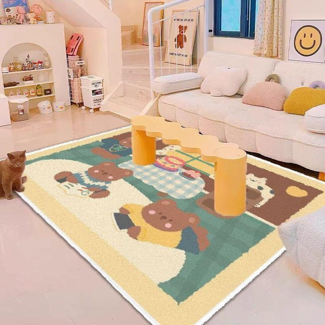 Moderner Samt-Teppich für Wohnzimmer und Kinderzimmer, schmutzabweisend und rutschfest, Mehrfarbig, B/T: 40 x 120 cm - Bild 1