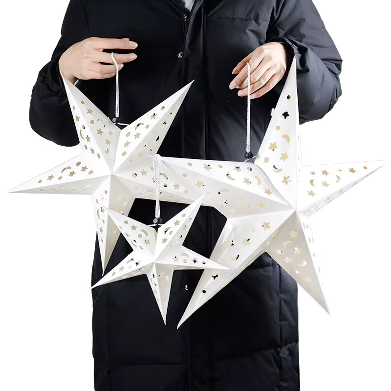 YONGSNOW Hängende Papier Lampenschirme in Stern und Mond Form für Eid Mubarak und Party Dekoration, 30-60 cm - Bild 5