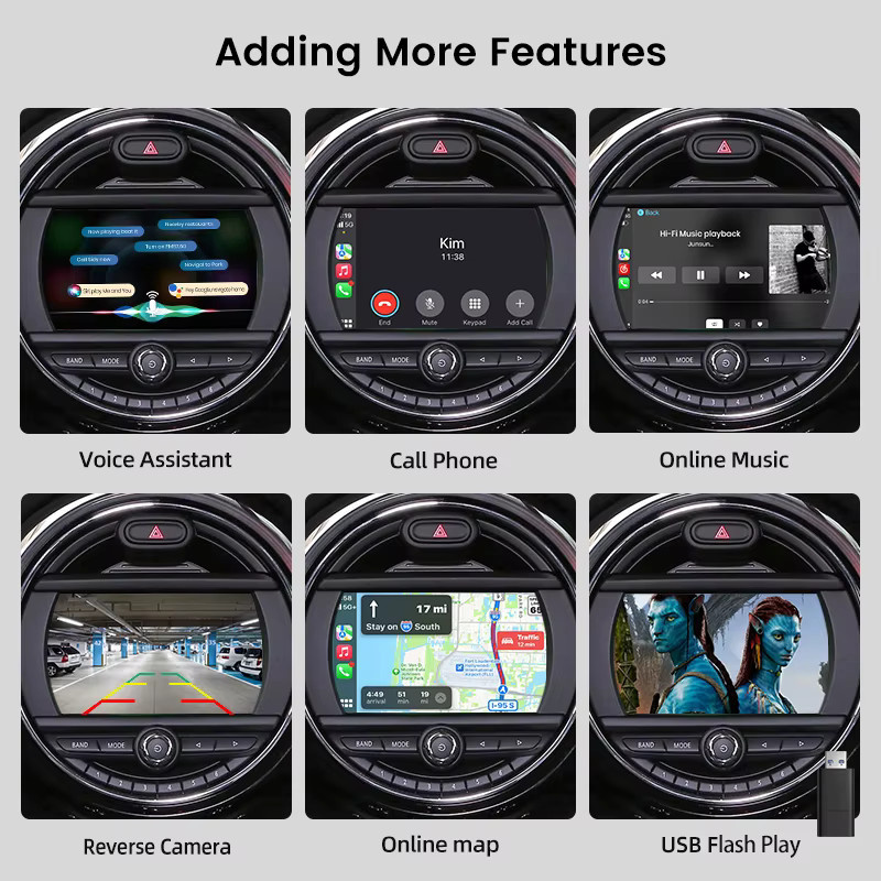 Junsun Wireless CarPlay und Android Auto Interface in Schwarz für Mini R55 R56 R57 R58 R60 R61 F54 F55 F56 Clubman Countryman Cooper John Cooper - Bild 3