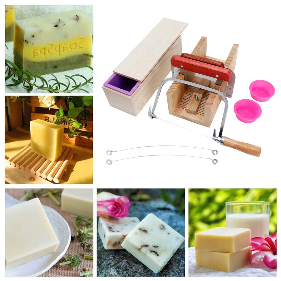 9-teiliges Set zur Seifenherstellung mit Silikonformen und Holz-Brotmesser, 1200 ml, Mehrfarbig - Bild 2