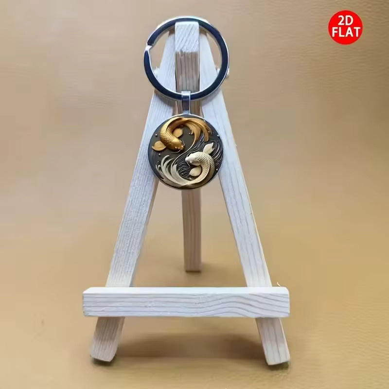 Velishy Schlüsselanhänger Yin Yang Koi, rundes Glas - Bild 4