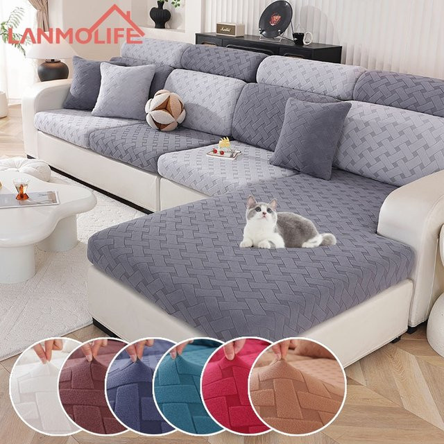 LANMOLIFE Elastischer Sofabezug in Grau für 1-4 Sitzer und L-förmige Sofas, Modernes Couchbezug-Set aus elastischem Material - Bild 1