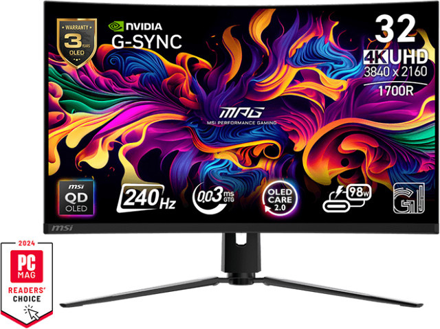 MSI MPG 321CURXDE QD-OLED Gaming-Monitor, 31.5 Zoll, Schwarz, 4K UHD, Curved, 240 Hz - Bild 1
