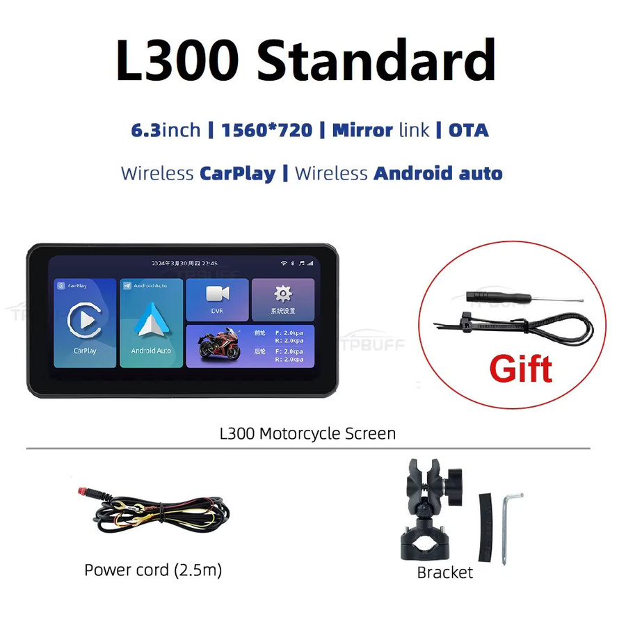 Peocke L300 Motorrad Navigation mit 6,3 Zoll IPS Touch Display, Android Auto und Apple CarPlay, IPX7 wasserdicht und staubdicht, Schwarz - Bild 6