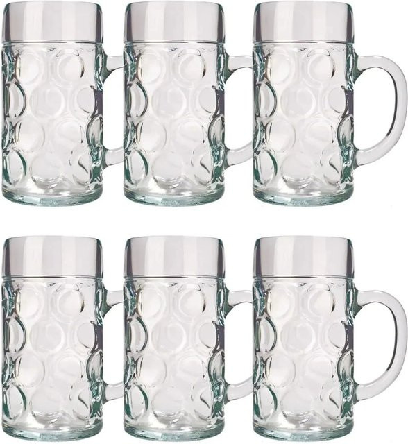 6er Set Bierkrüge ISAR aus Glas, transparent, 1 Liter pro Glas - Bild 1