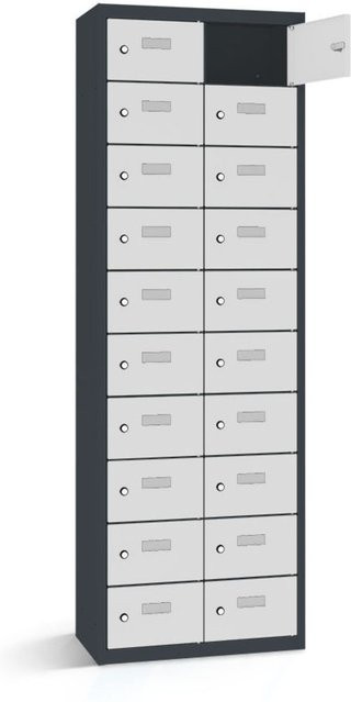 rotstahl Wertfachschrank mit 20 Fächern, Korpus Anthrazitgrau und Türen Hellgrau, B/T/H: 60 x 50 x 180 cm - Bild 1