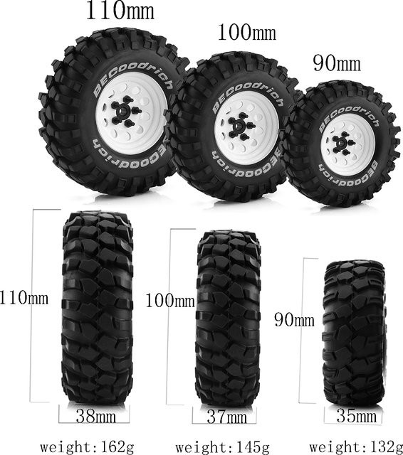 RS RC Gummireifen Beadlock-Räder Felgen, 1,9", Zubehör - Bild 1